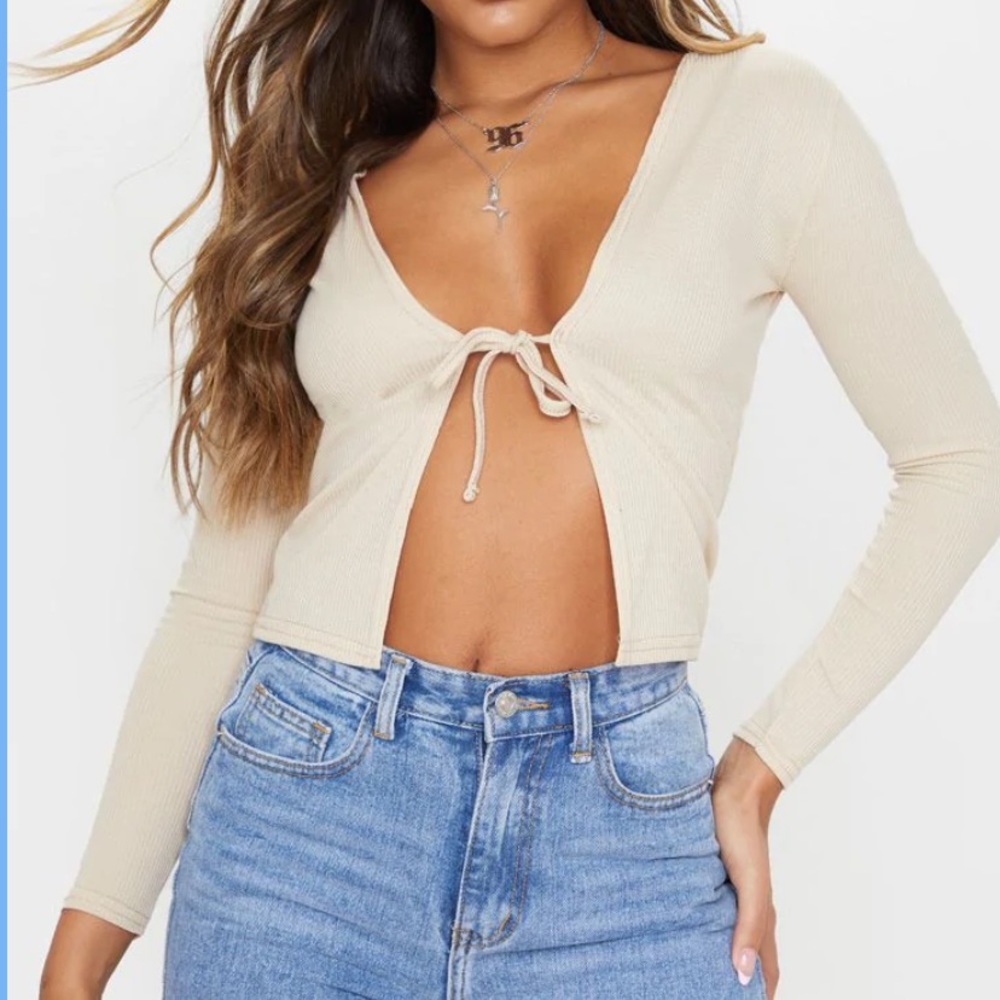 Ribbed Front Tie Top